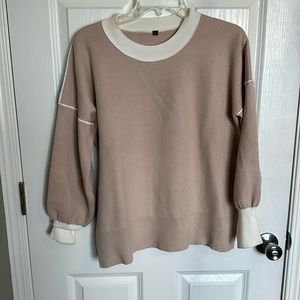 Tan with white detail sweater